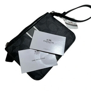 Coach Signature Stripe Wristlet - Black - New with Tags